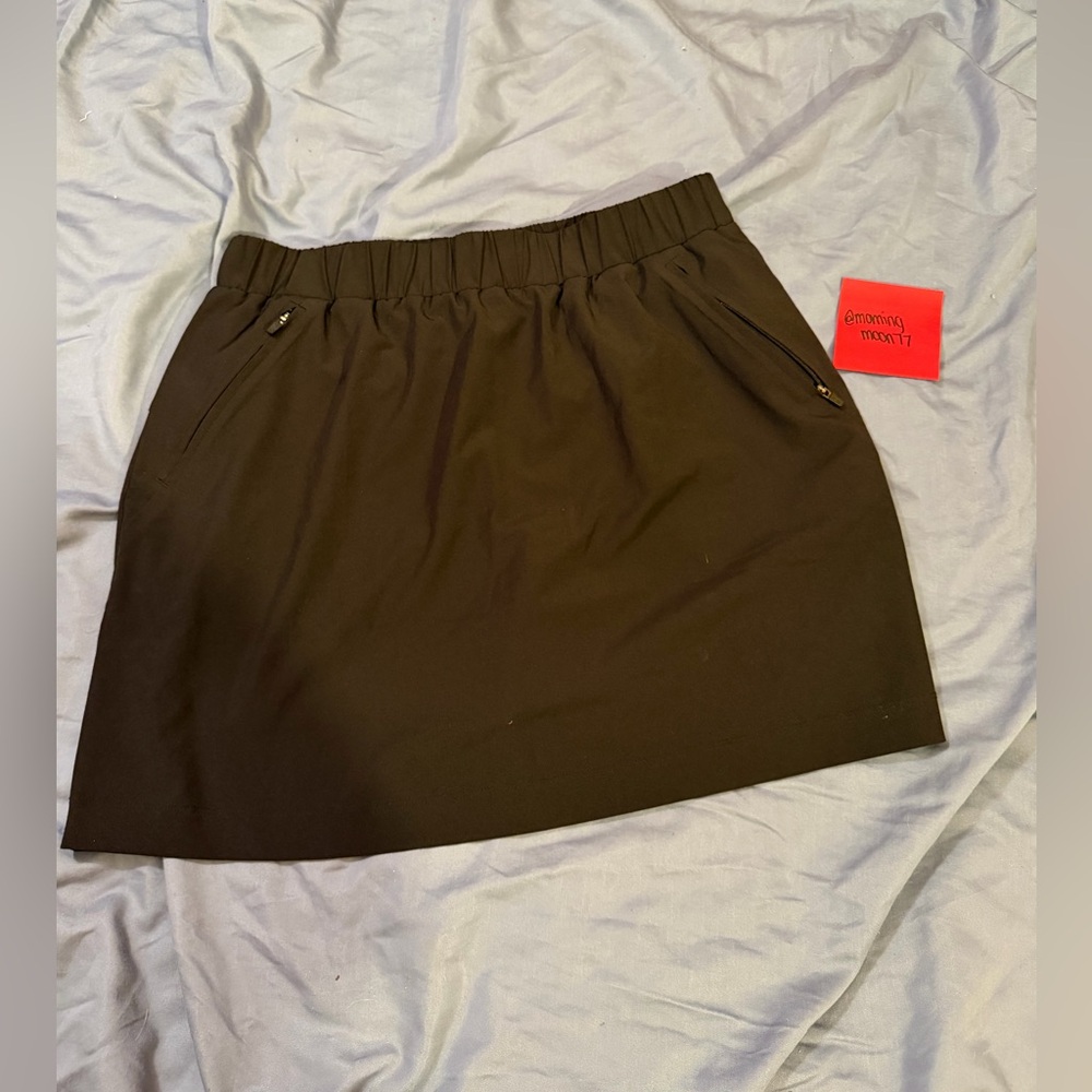 Lou & Grey Black Elastic-Waist Mini Skirt with Zipper Pockets